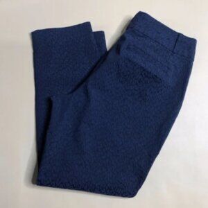 Banana Republic‎ Blue Leopard Print Slim Fit Stretch Pants Size 10 Petite